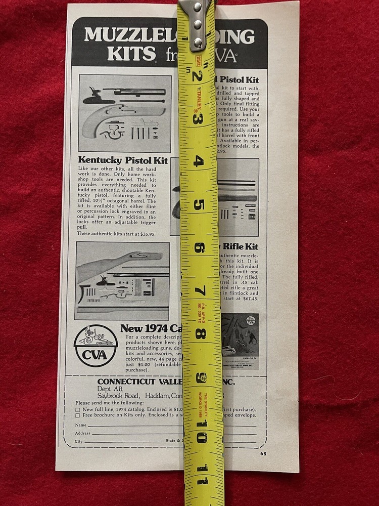 Vintage 1974 Connecticut Valley Arms Print Ad CVA Muzzleloading Kits Ad