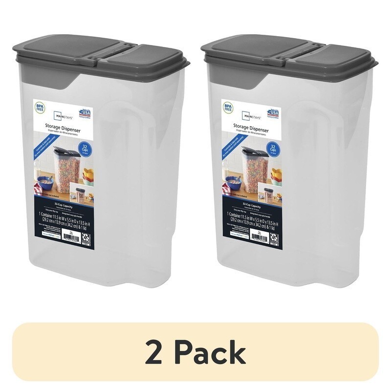 Clear Plastic Cereal Dispenser 2 Pack 32 Cup Storage Container Kitchen Organizer