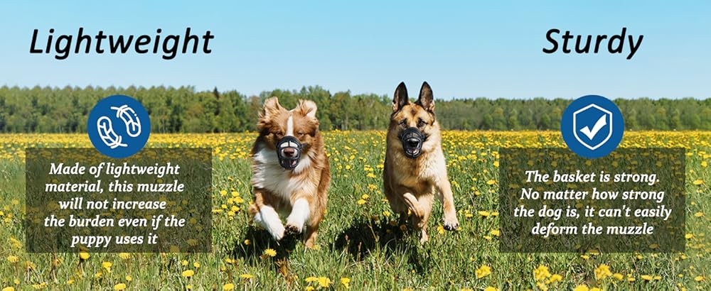 BARKL Dog Muzzle, Basket Muzzle Anti Biting Chewing, Sturdy Lightweight