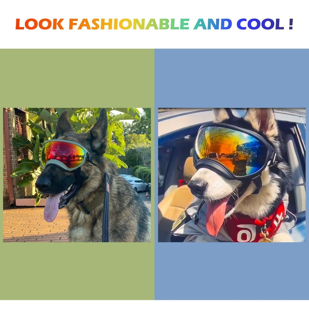 Large Dog Sunglasses with Adjustable Strap UV Protection, Winproof, Suitable ...