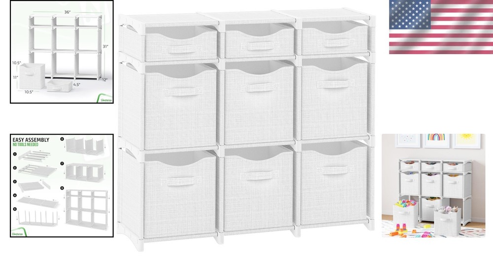 Multi-Functional Closet Organizer with 9 Storage Cubes – Easy Assembly Design