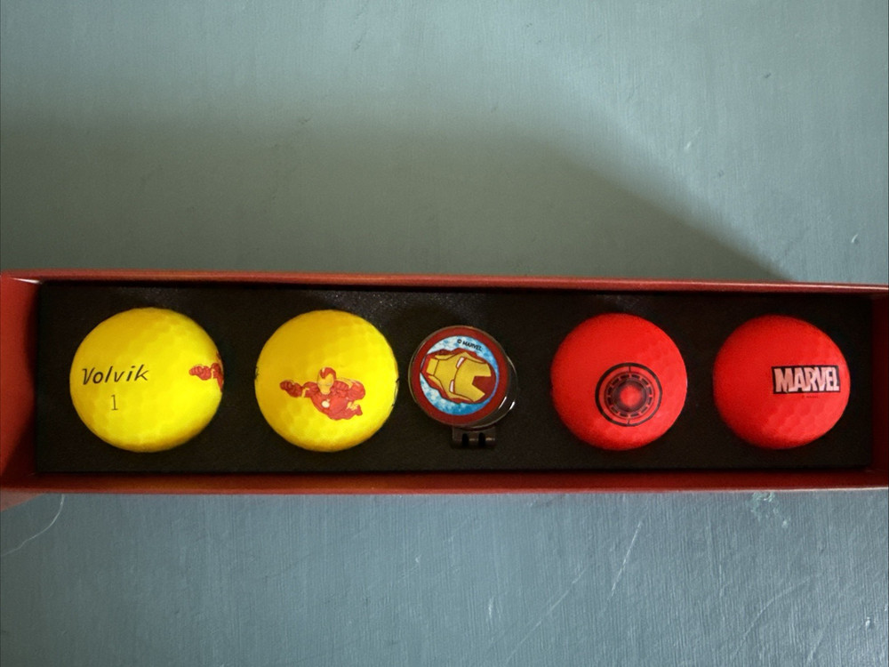 Volvik VIVID Soft Golf Balls Marvel 5 Ball Gift Box Set Marvel Iron Man