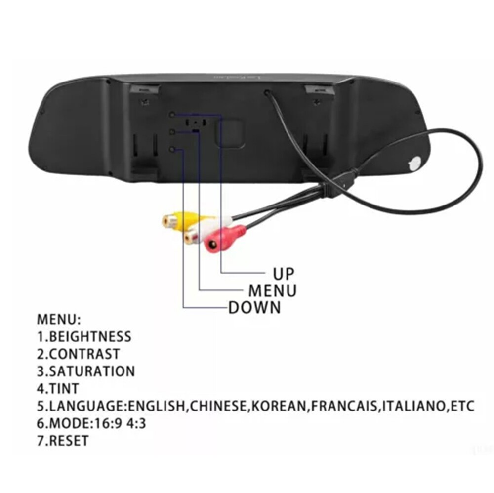 4.3" Backup Camera Mirror Car Rear View Reverse Night Vision Parking System Kit