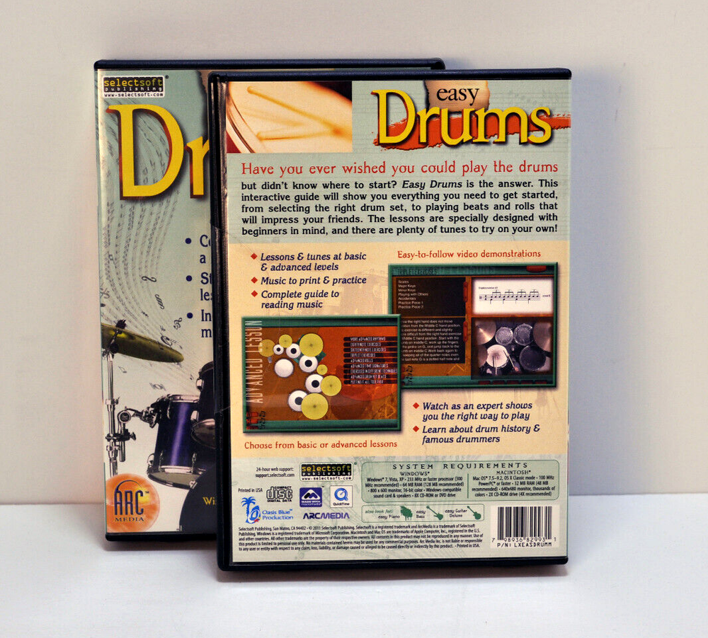 ArcMedia Easy Drums for Computer DVD For PC And Mac - NEW
