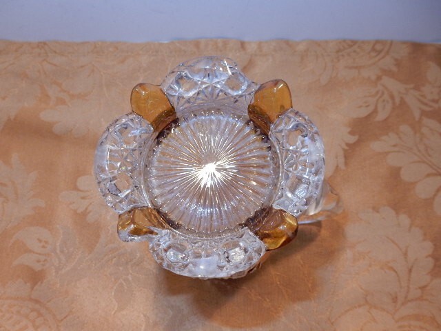 Cut Glass Clear & Amber Creamer