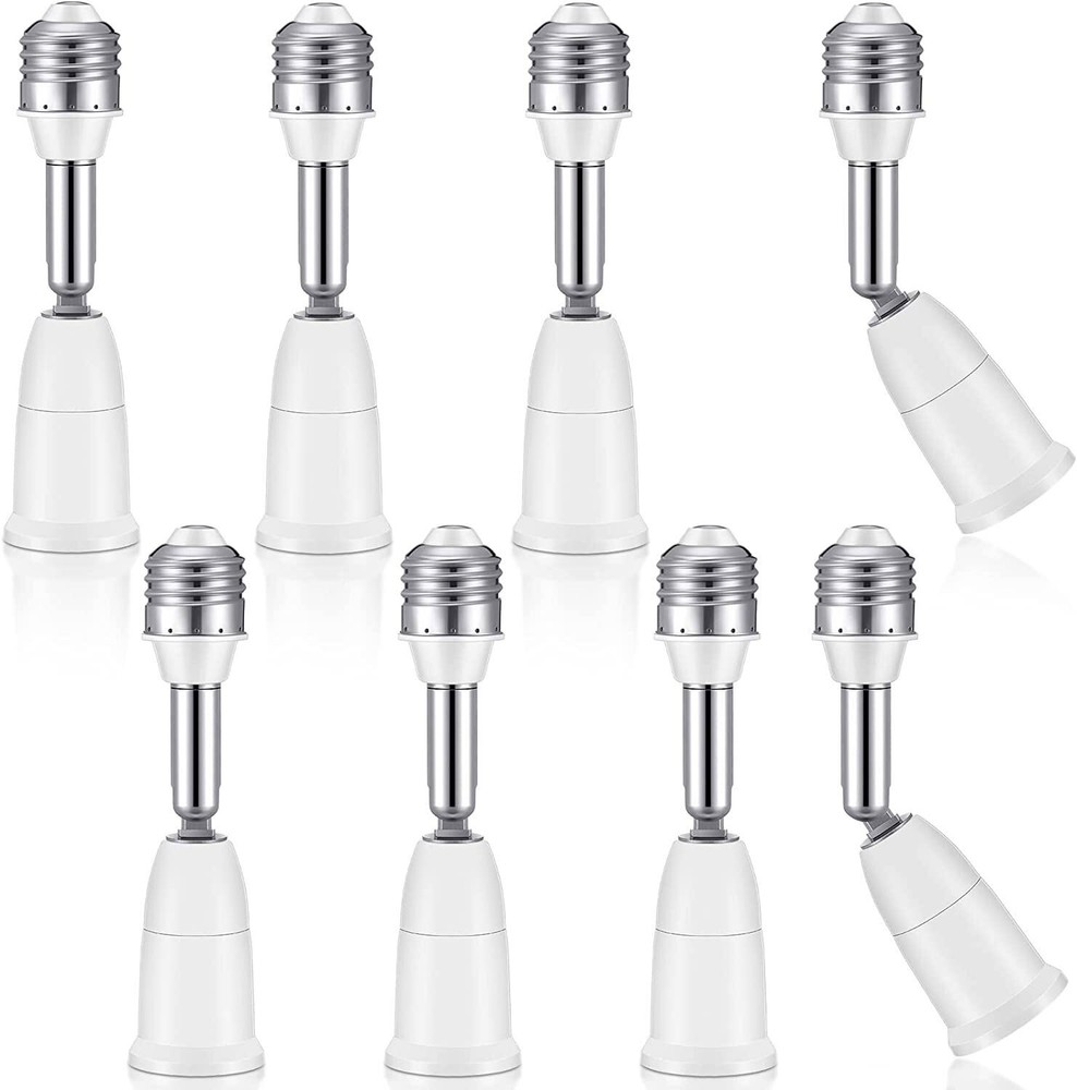8 Pack E26/E27 Light Socket Extender 4.5 Inch Extension Adjustable Vertical 90°