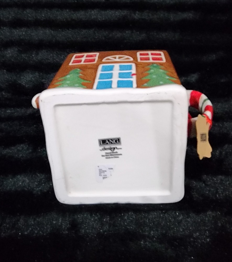 Gingerbread House Teapot Hand Painted Ceramic Lang Candy Ribbon Handle BEAUTIFUL
