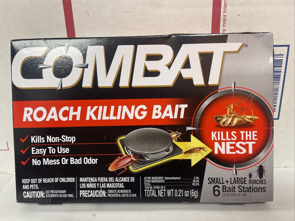 Combat Roach Killing Bait Stations for Small and Large Roaches, 6 Count...