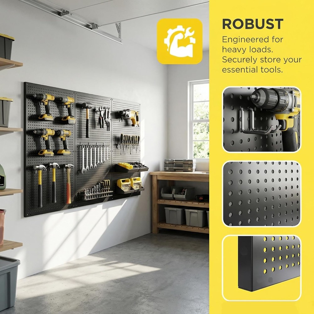 Metal Pegboard Wall Organizer Kit 36x20 with Hooks
