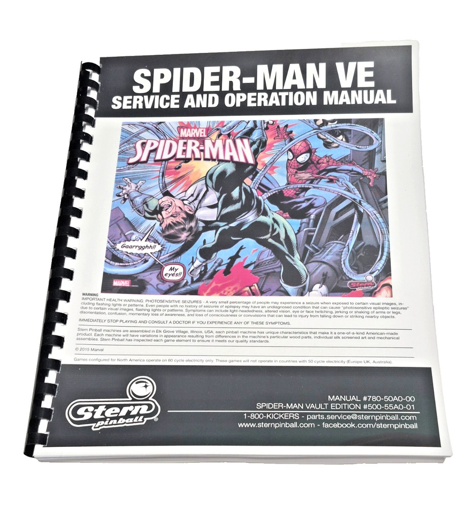SPIDER-MAN VE, STERN, SERVICE AND OPERATION MANUAL