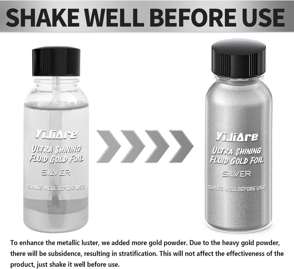 Liquid Silver Leaf Paint Kit - Alcohol-Based Quick Dry Ultra Shiny Metallic