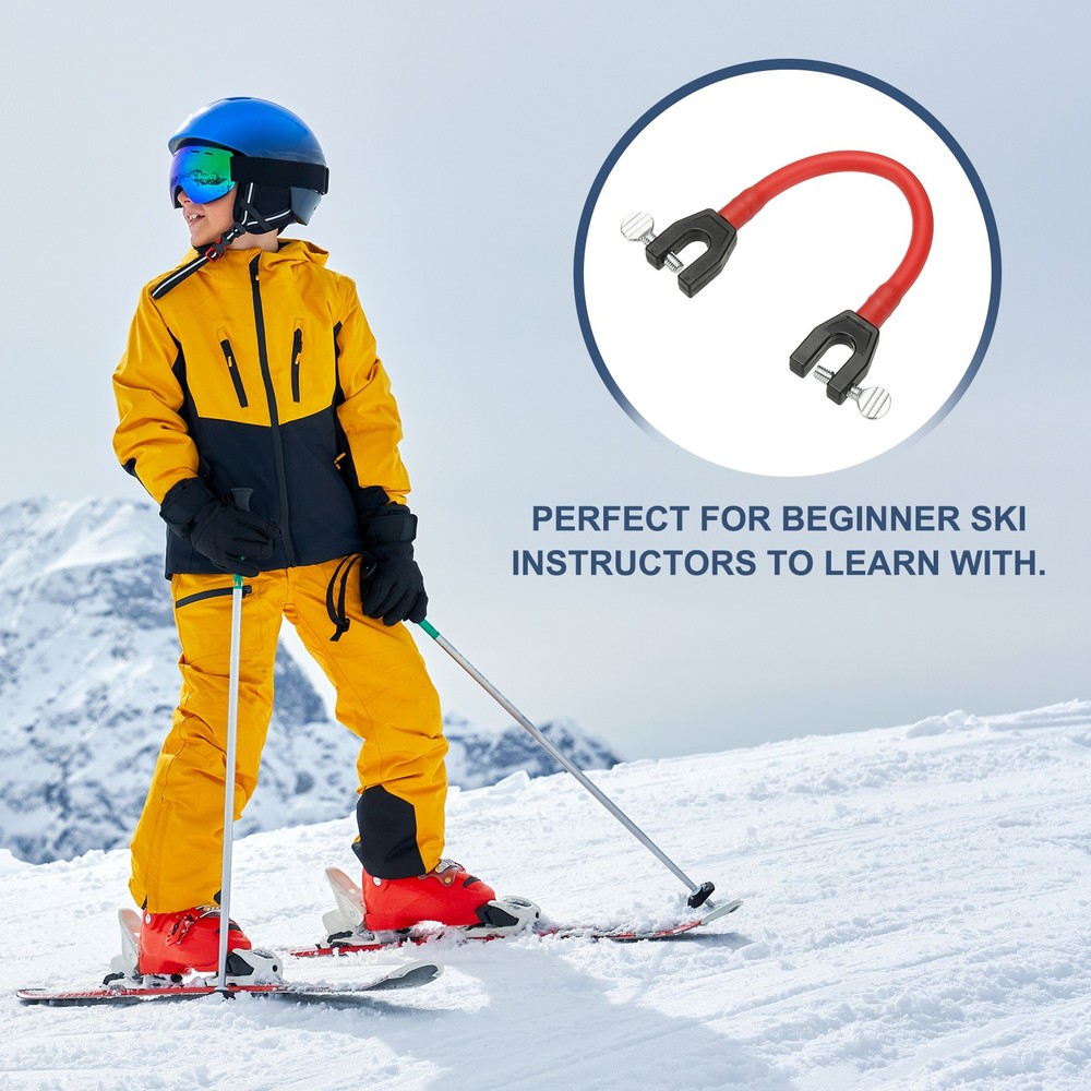 Ski Tip Connector, Snowboard Clip Ski Training Aid Basic Turning 2 Pcs & Red