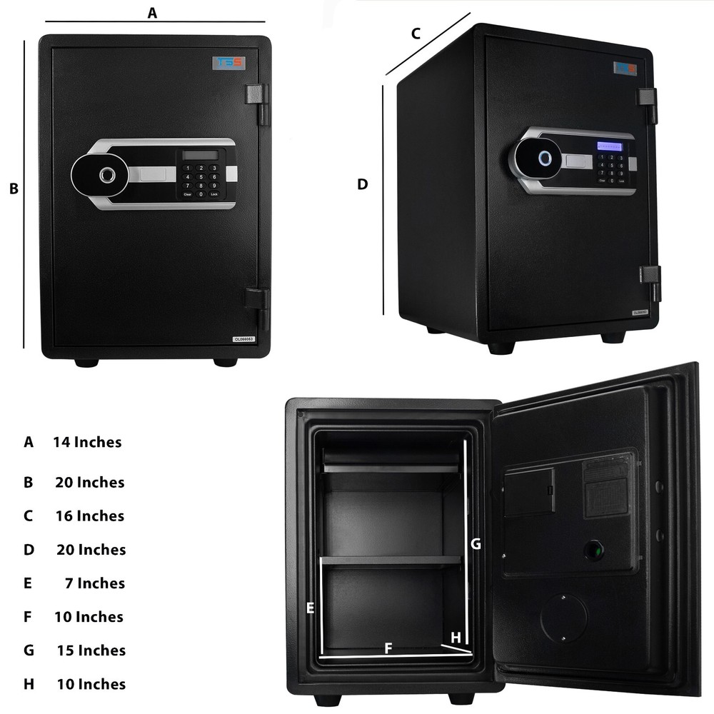 Fingerprint Access Fireproof, Waterproof Safe for Home Office Bedroom