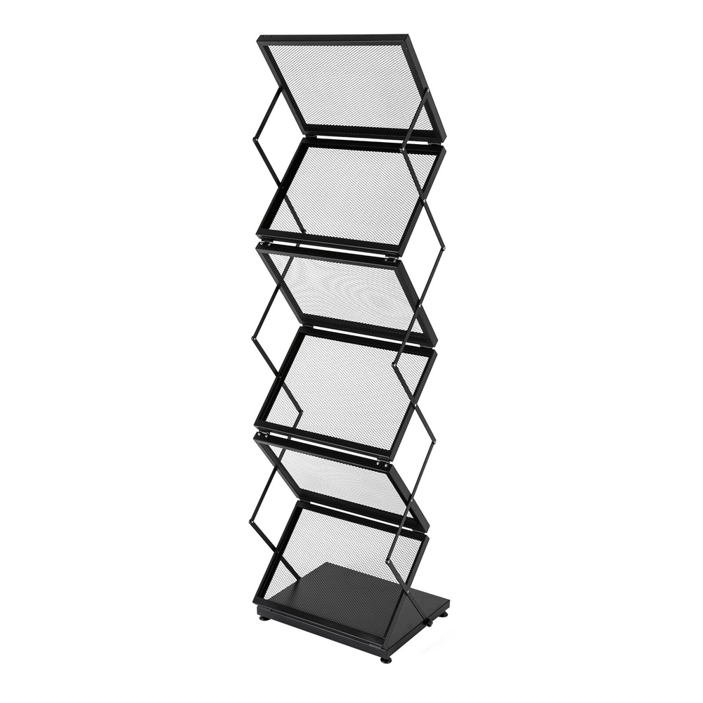 Magazine Rack Double A4 Width with 6 Pockets Magazine Display Stand Foldable
