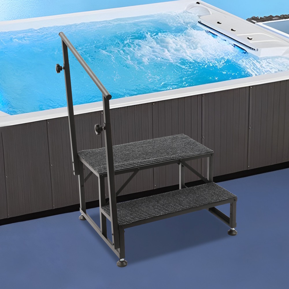 2-Step Steel Ladder with Handrails for Pool and Indoor Use