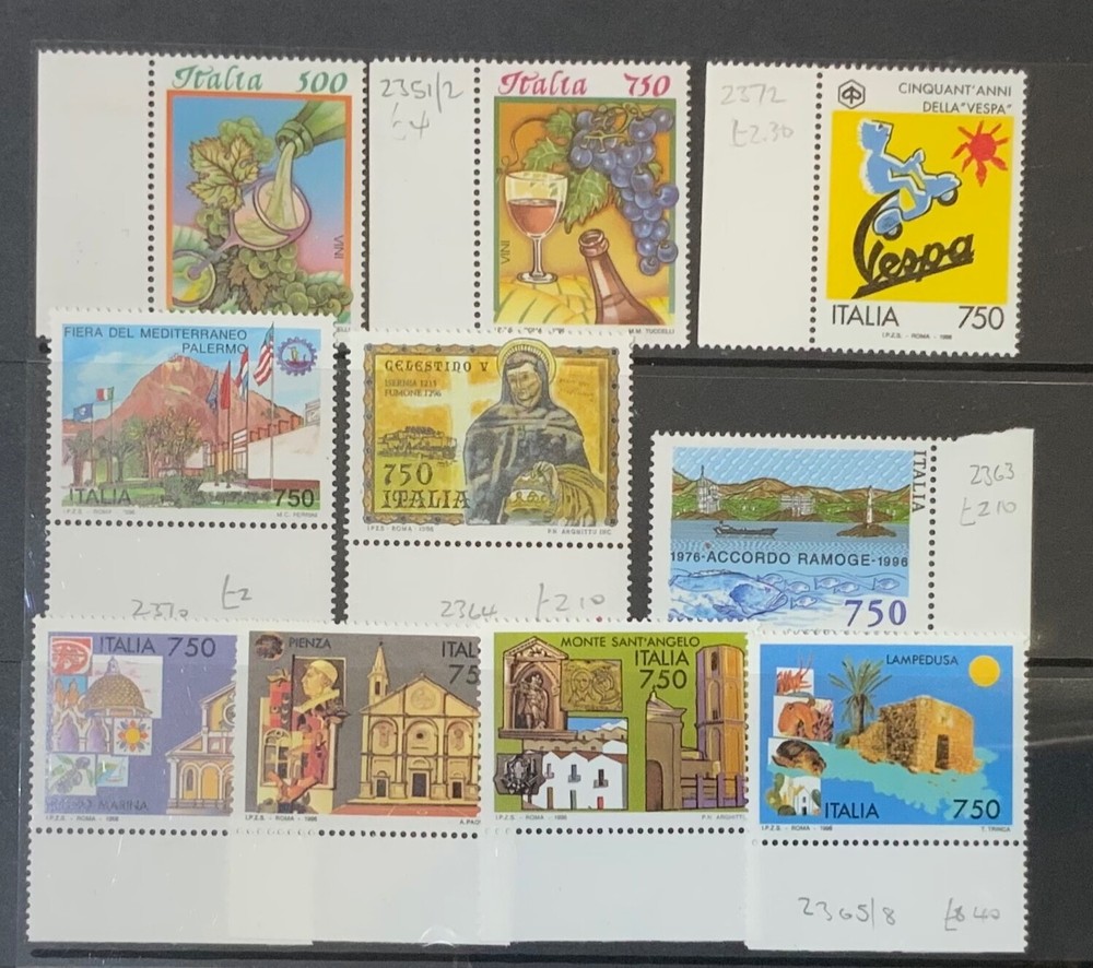 ITALY 1996 COMMEMORATIVES UNMOUNTED SELECTION ..CAT £125