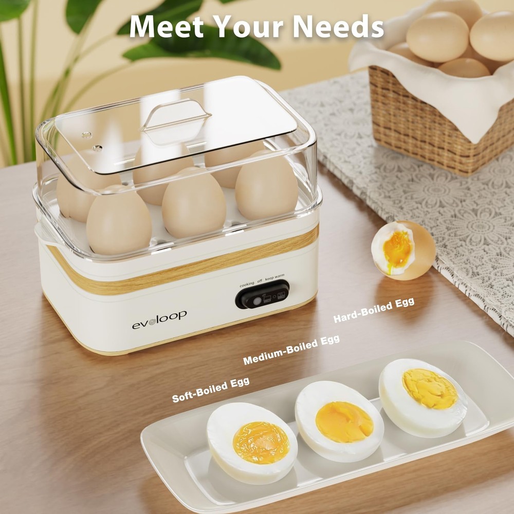 Rapid Egg Cooker 6 Eggs Capacity, Soft, Medium, Hard Boiled, Poacher, Omelet ...