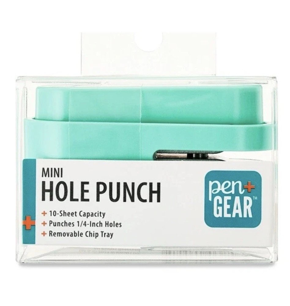 Pen+Gear Mini Hole Punch, Teal