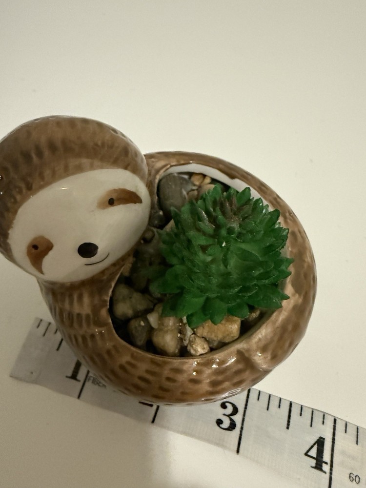 3.5" Tall Cute Brown Sloth Succulent Planter Pot