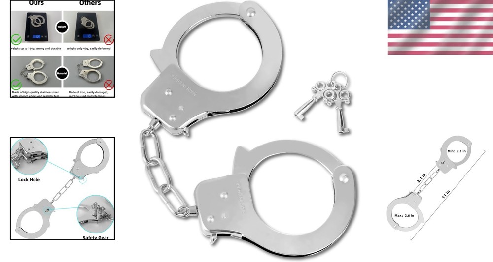 Adjustable Metal Handcuffs for Pretend Play