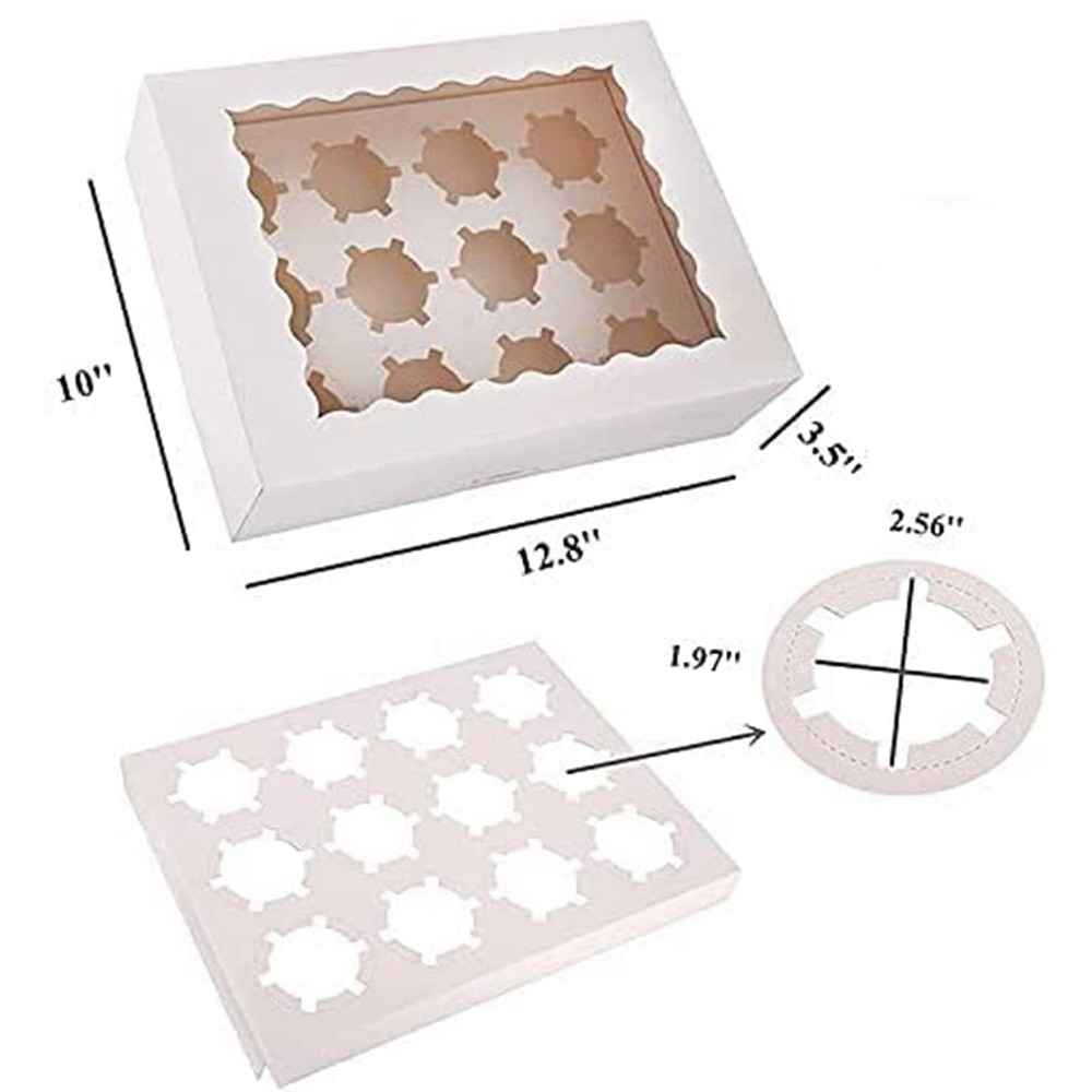 25 Pack Cupcake Boxes Hold 12 Standard Cupcakes Food Grade Holders Bakery