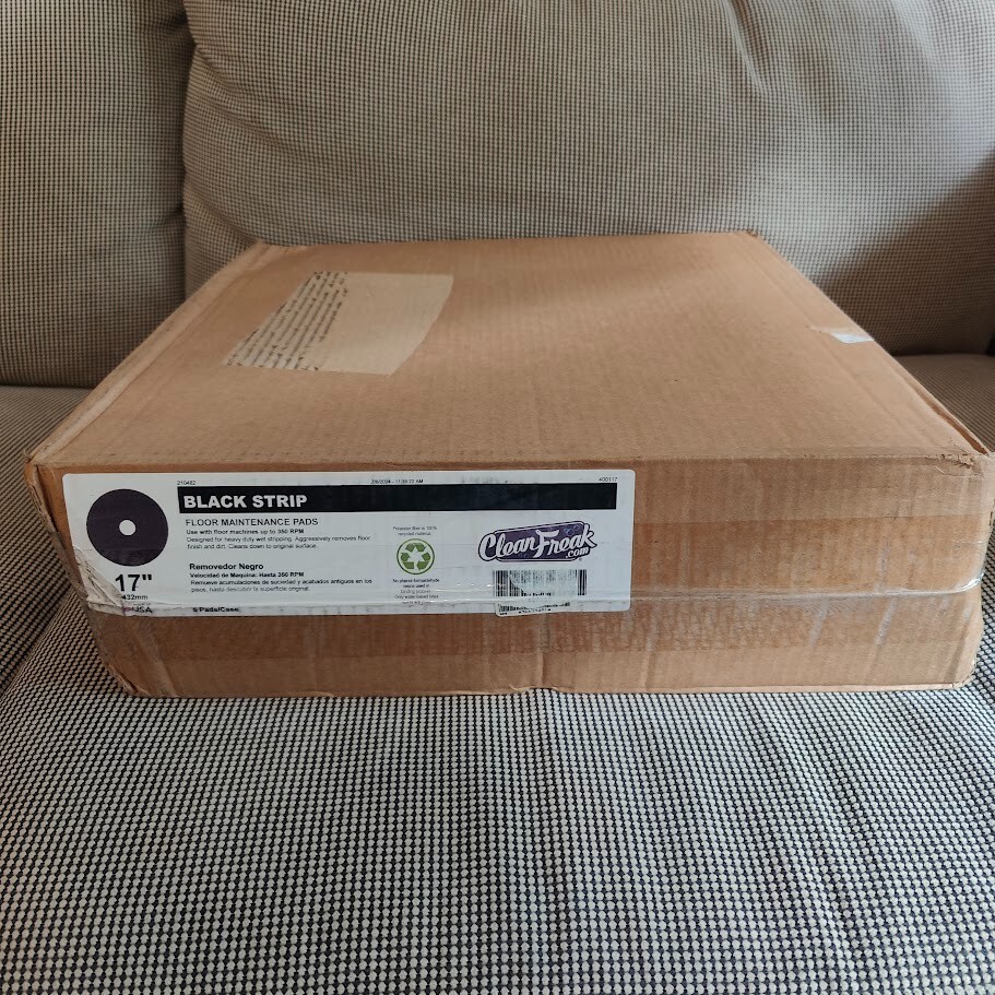 5 Pack Black Stripping Heavy Duty Floor Pads | 17 Inch