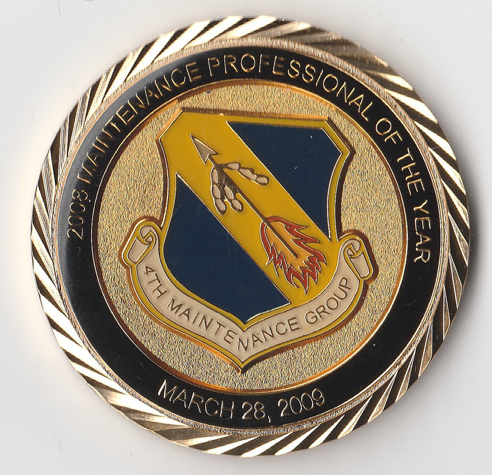 USAF 4th Maintenance Group Challenge Coin 1.75" DIA  BX6