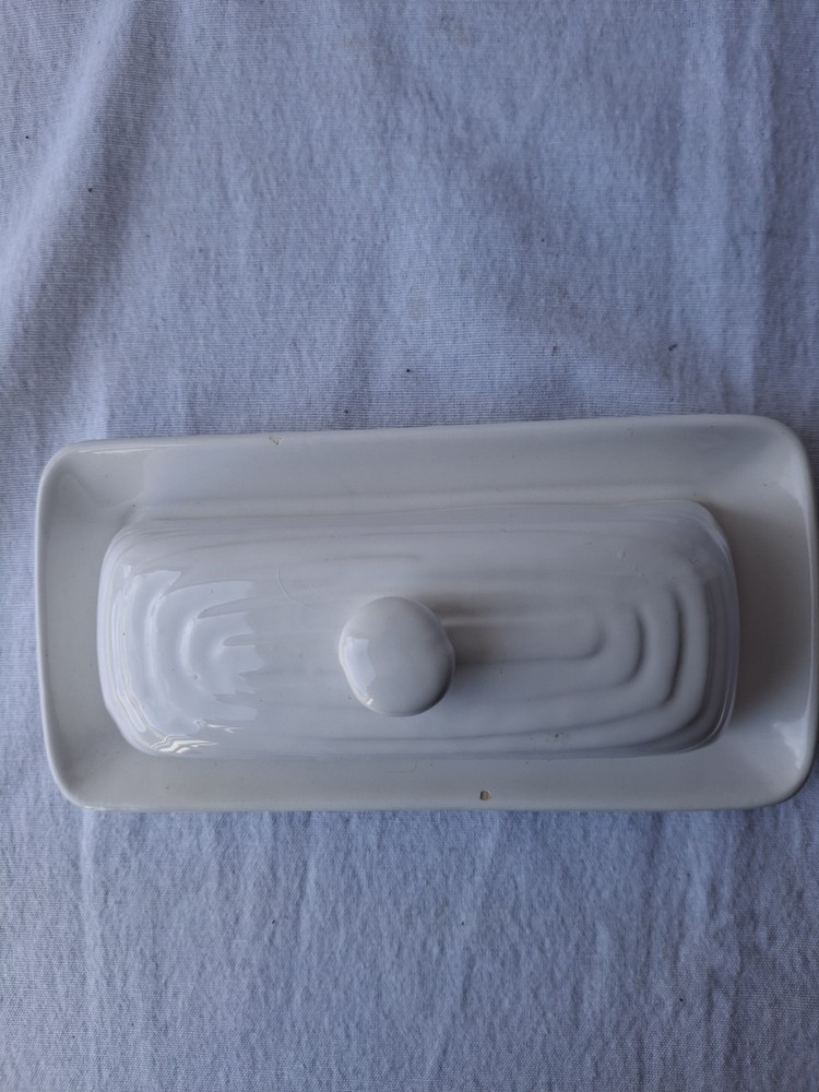MRKT White Porcelain Butter Dish Covered