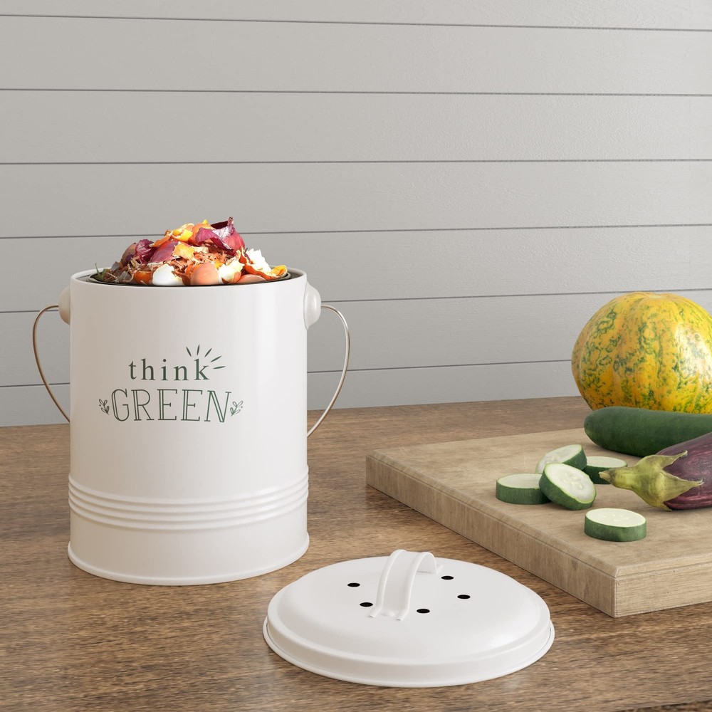 Compost Bin for Kitchen Counter - 1.2 Gallon Countertop Composter with Extra ...