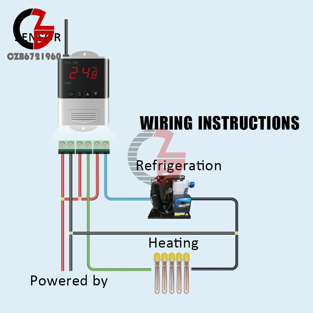 DTC1200 Digital Intelligent Temperature Controller AC 110V-230V w/ Sensor Probe