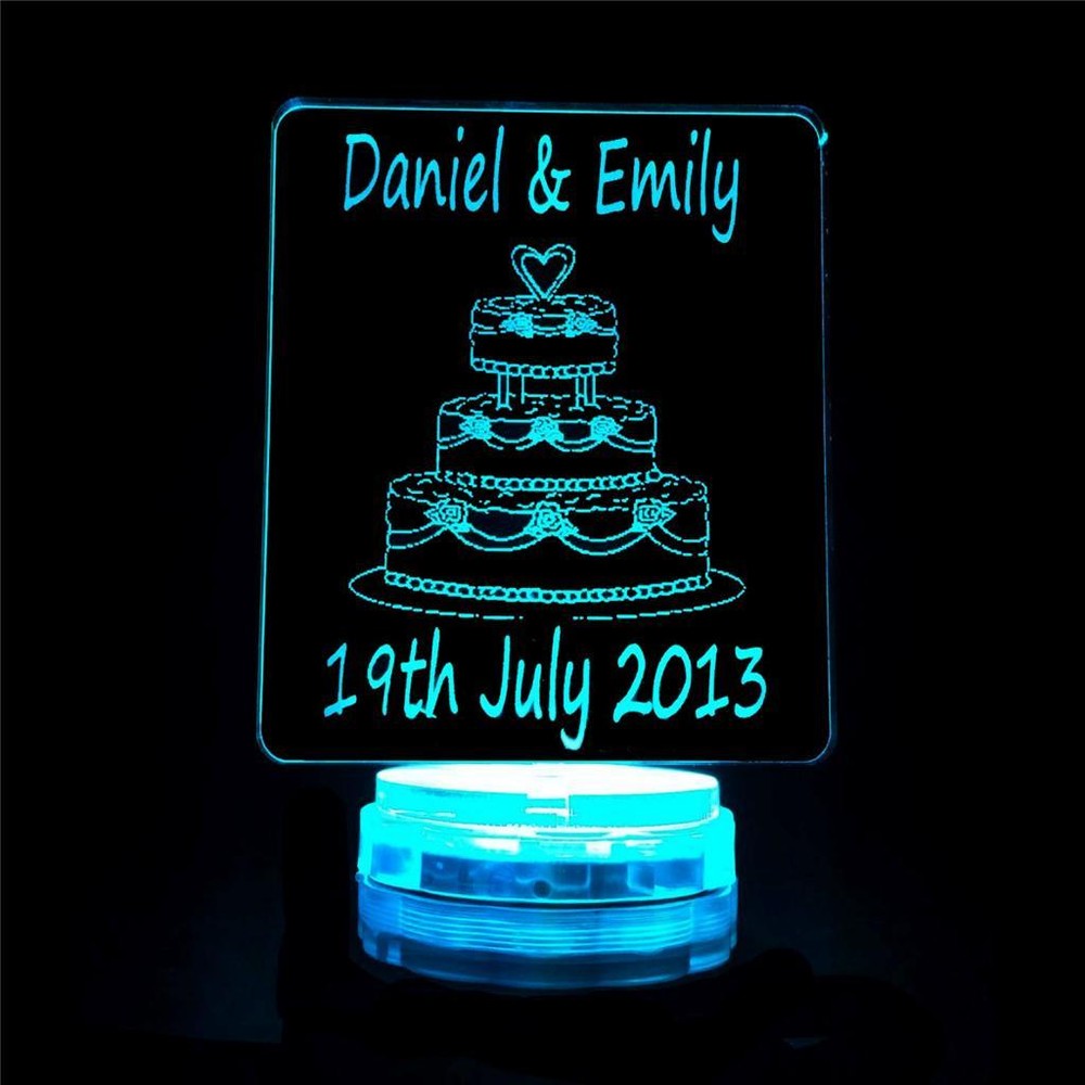 Personalised Wedding Name Light Table Decoration Colour Changing Cake Topper