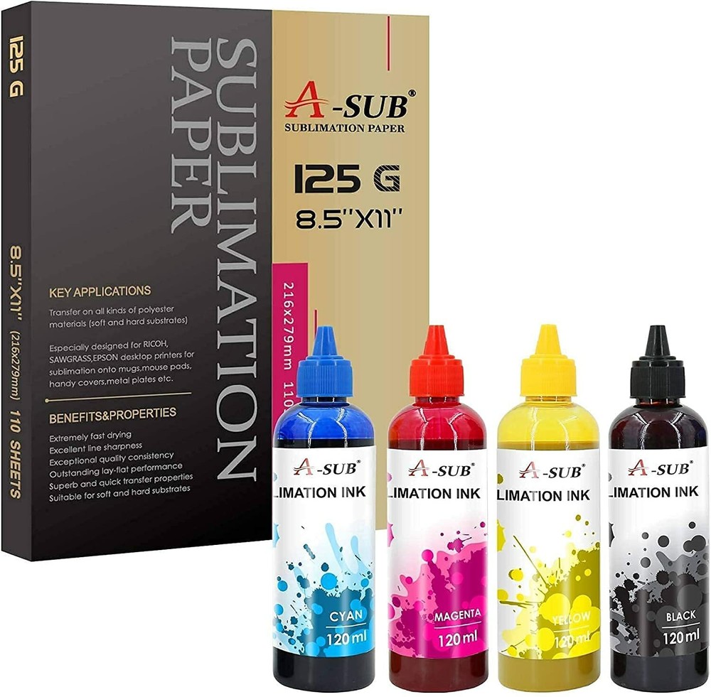 Sublimation Bundle - A-SUB Sublimation Ink 480ML + A-SUB Sublimation Paper 125g
