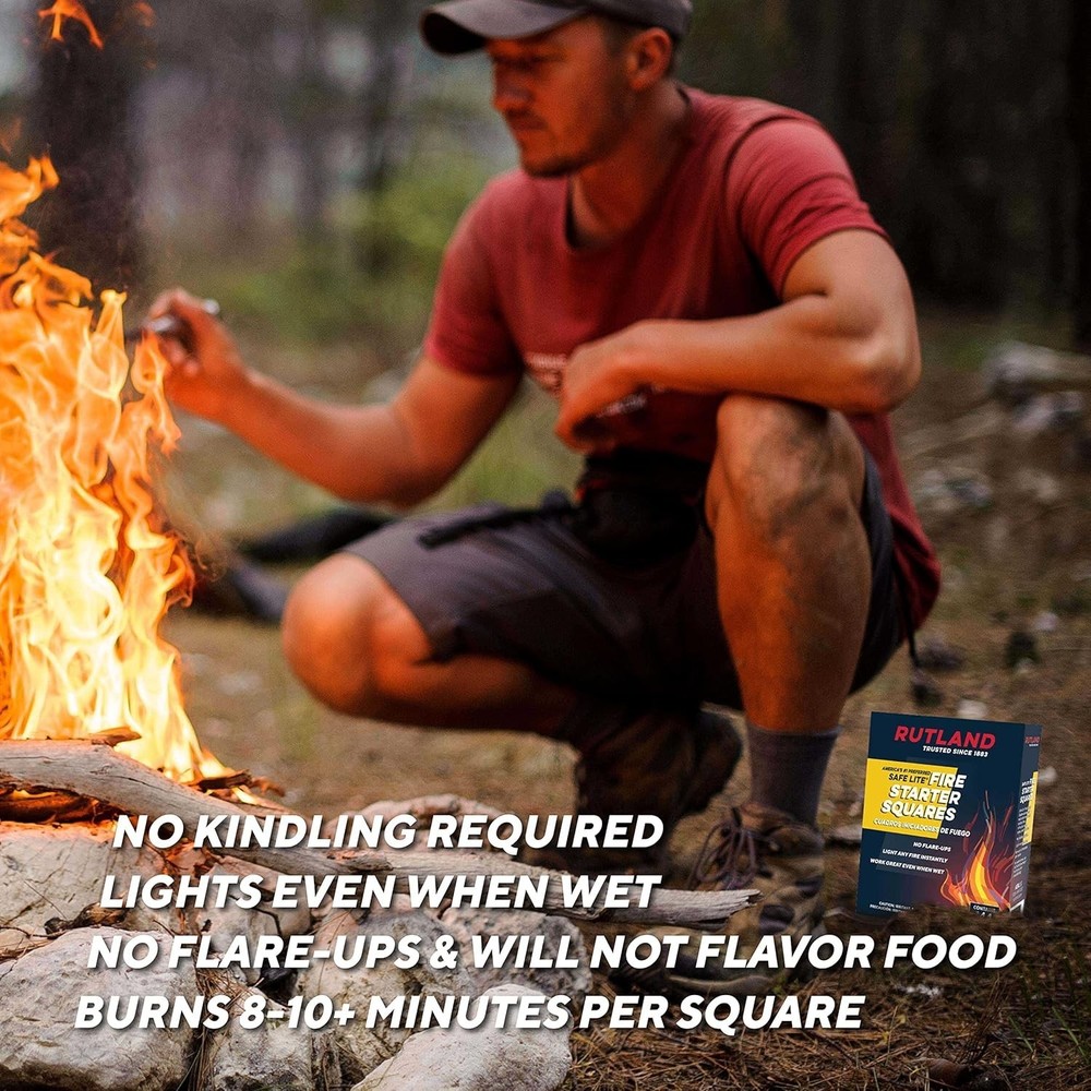 144pc Fire Starter Squares Odorless Charcoal Lighter for Grill Campfire & Pit