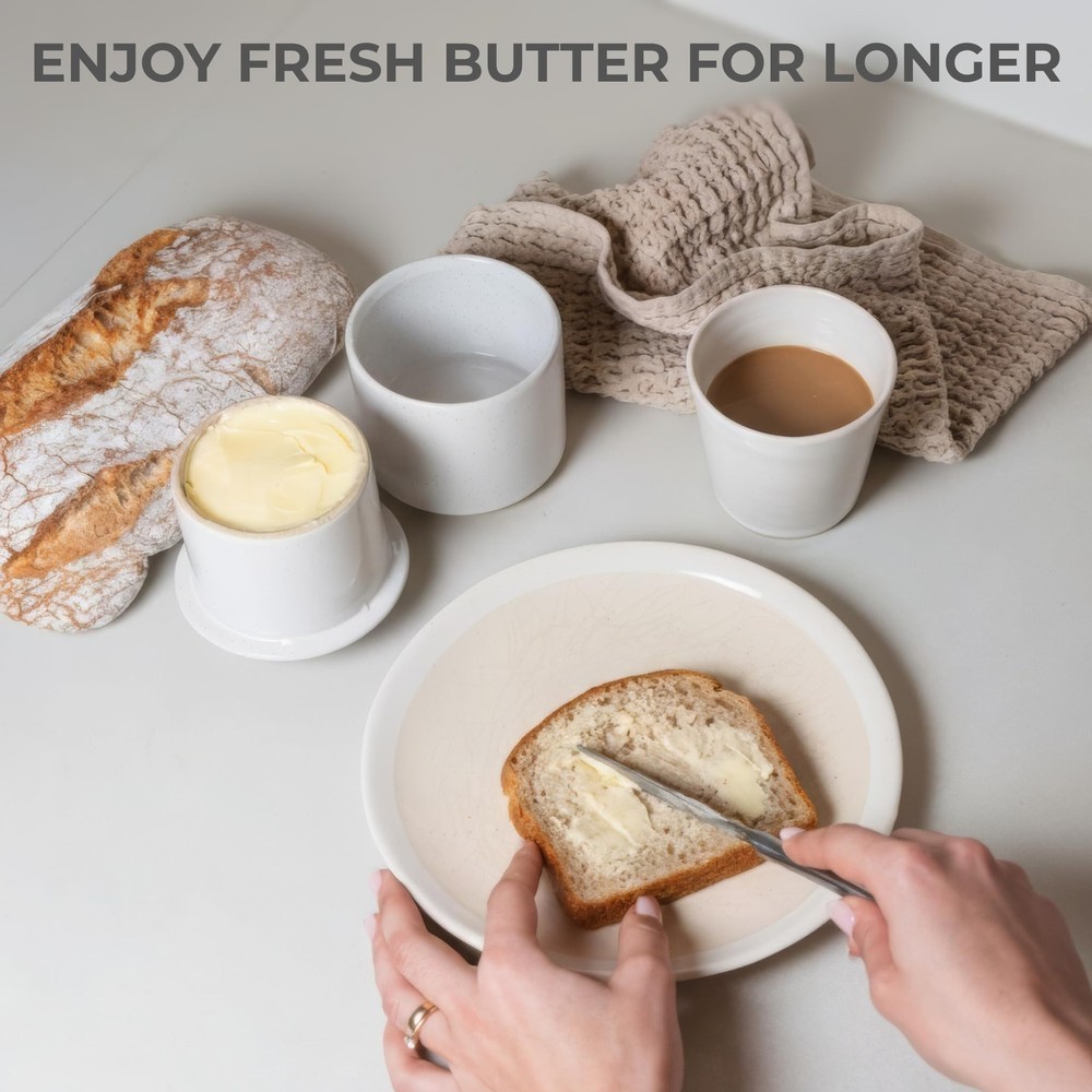 Beautiful Ceramic Butter Crock For Kitchen Countertop – Premium Container wit...