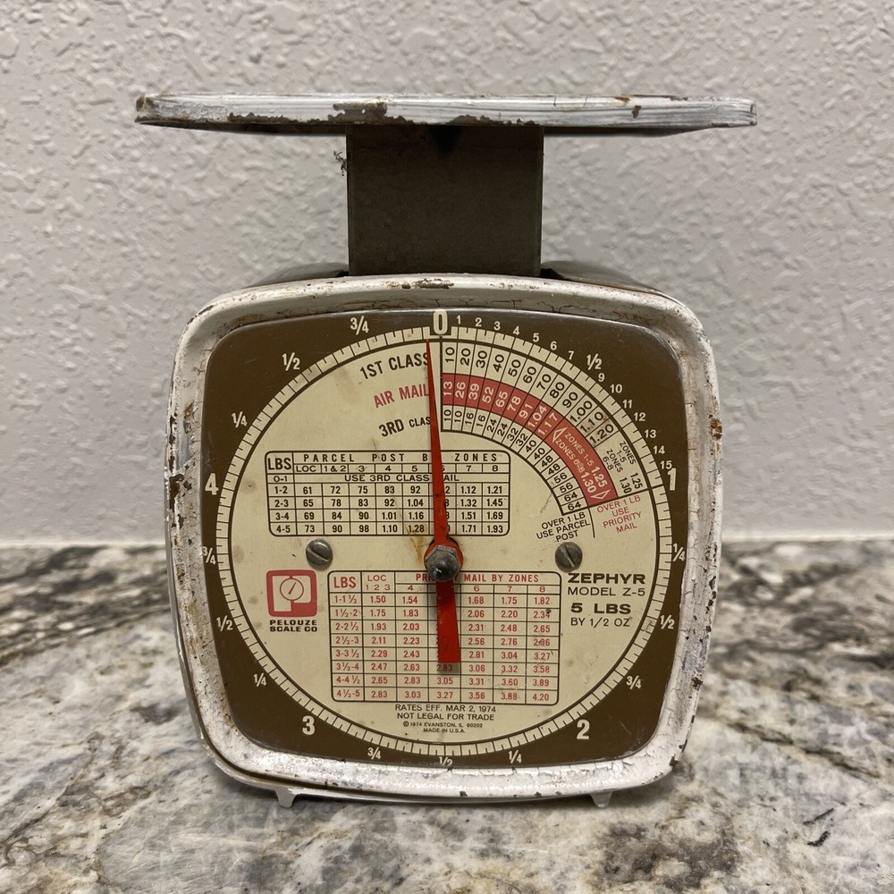 Vintage Zephyr Model Z-5 Post Office 5 Lbs Postage Scale