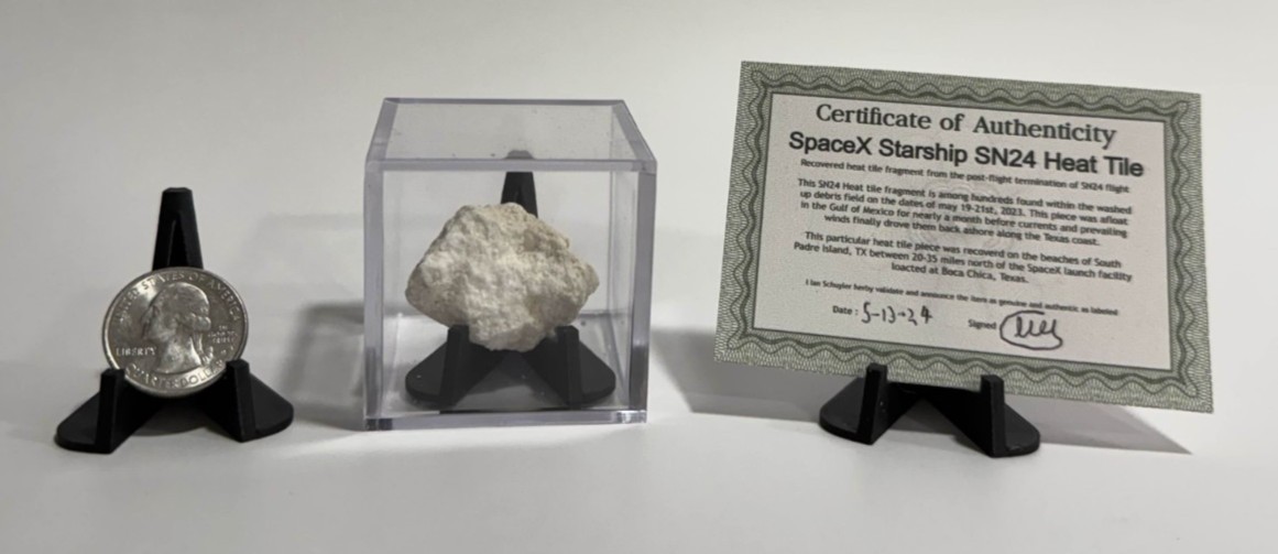 SpaceX Starship Heatshield Tile From Flight 1 With COA And Display Case