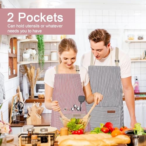 2 Pack Kitchen Cooking Aprons, Adjustable Bib Soft Chef Apron with 2 Pure Black