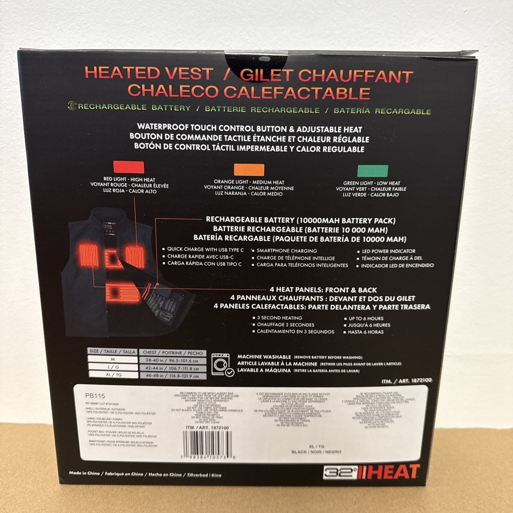 32 Degrees Rechargeable Heated Vest, XL