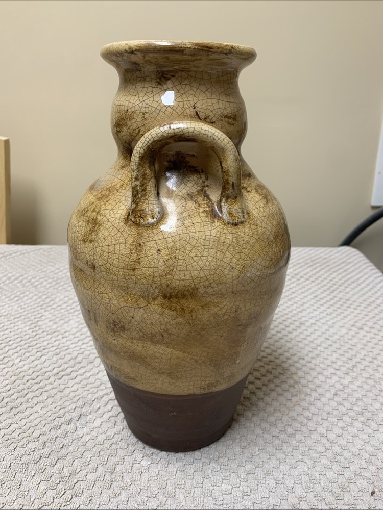 2 Tone Pottery Vase 11 In Tall