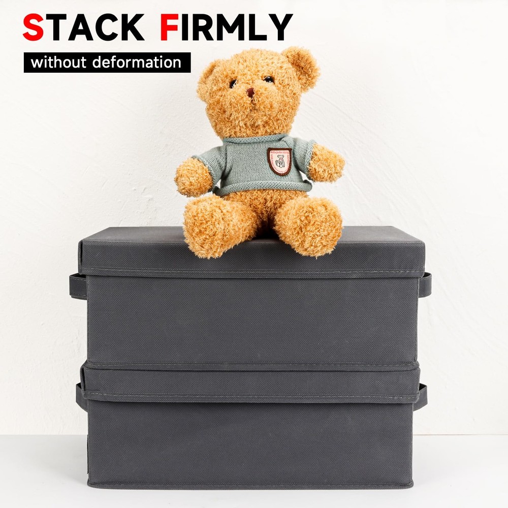 3 Pack DVD Storage Box Stackable Organizer Lid Grey Holds 75 Cases Media