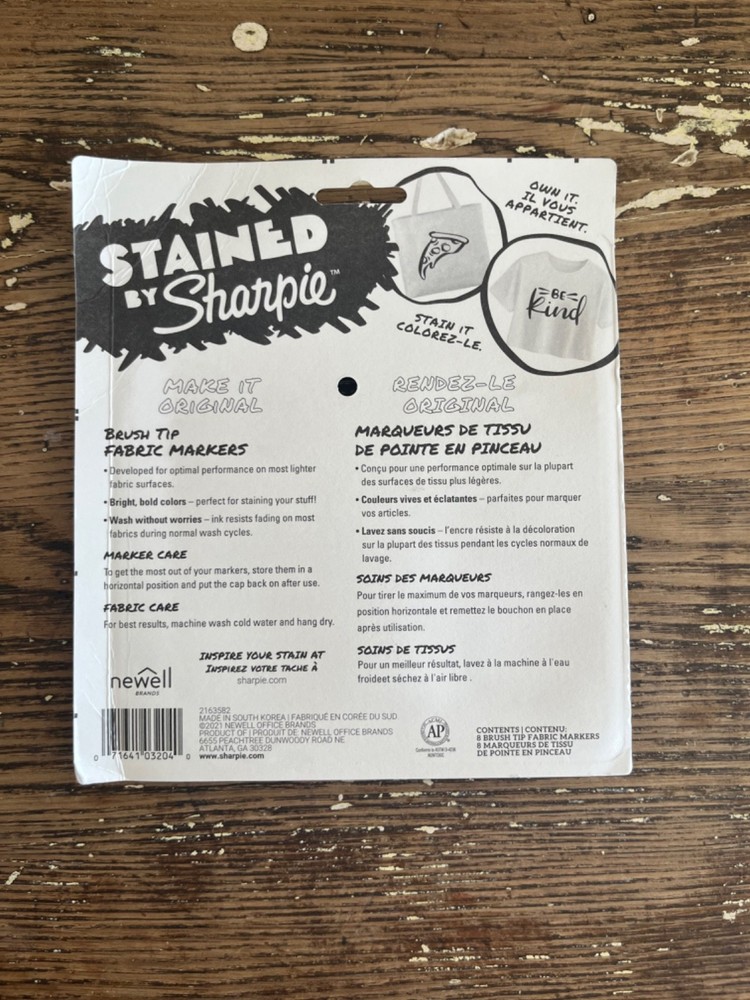 Stained by Sharpie, Brush tip Fabric markers