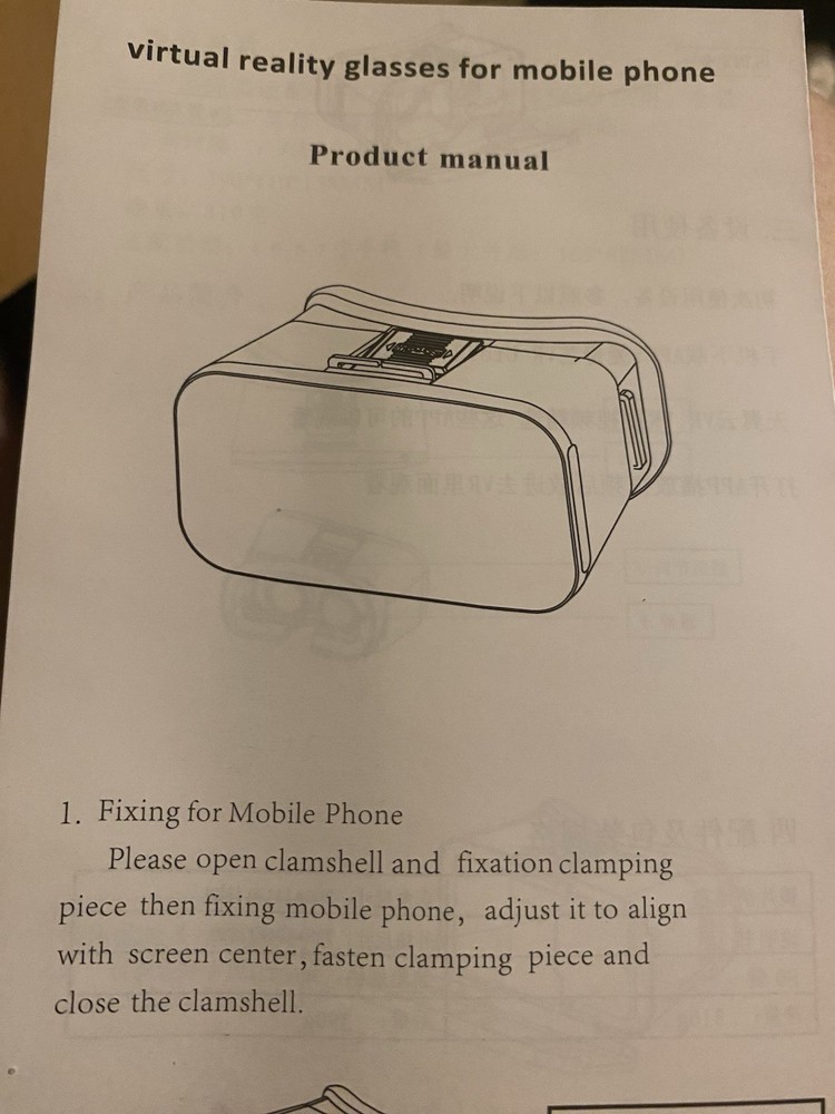 Virtual Reality Glasses for Mobile Phone Black Plastic Smartphone VR Headset