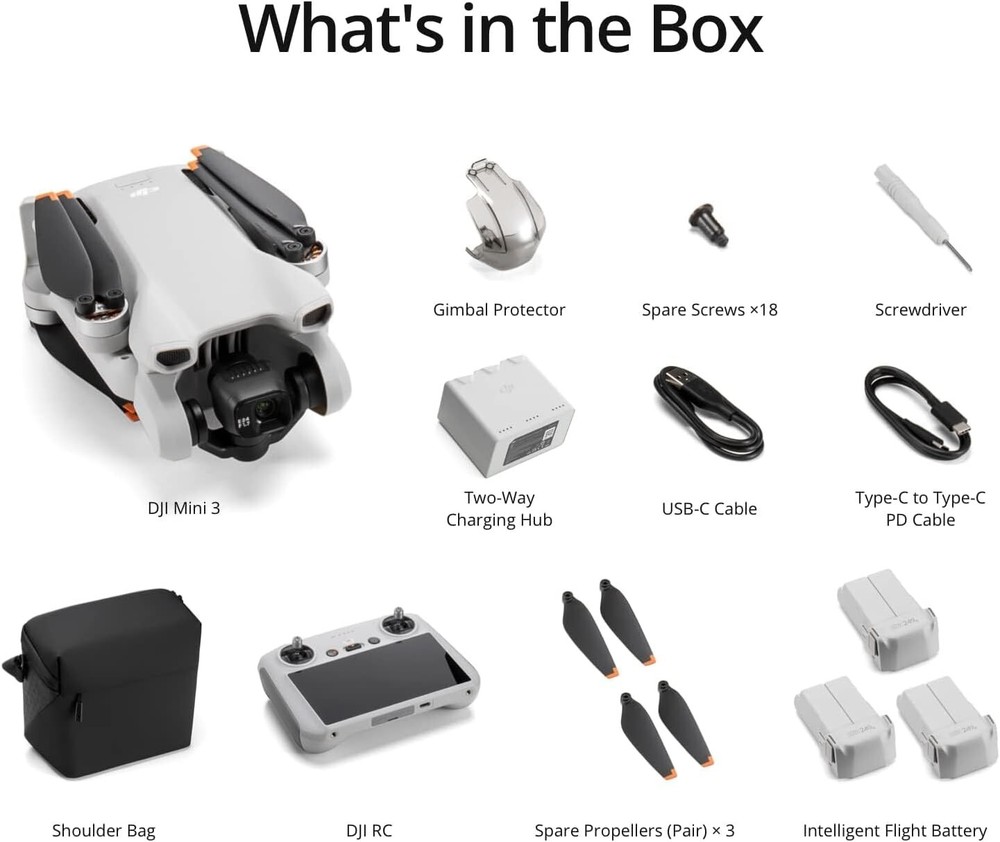 DJI Mini 3 Fly More Combo Camera Drone (DJI RC Remote Controller) USA STOCK