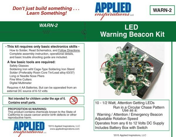 Applied Inspirations WARN-2 LED Warning Beacon Kit Science Kit New Free Ship
