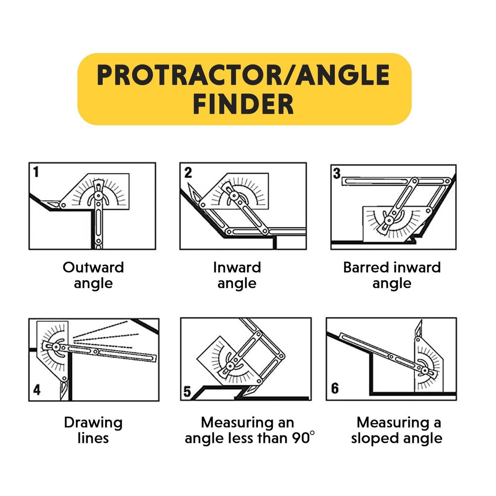 Plastic Protractor Angle Finder 0 to 180 Degree Yellow Tool