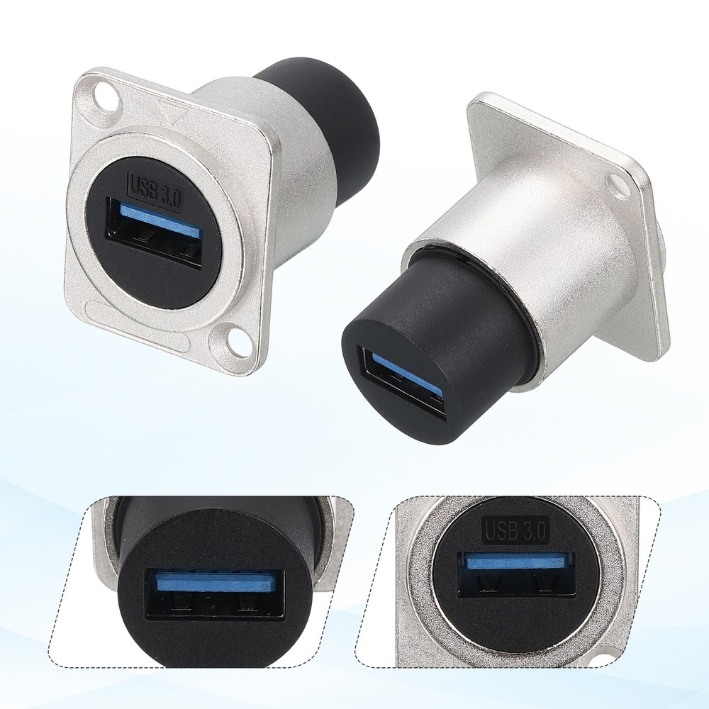 1Pcs USB 3.0 Panel Mount Coupler, D-Type USB Pass Through 5.0Gbps Silver