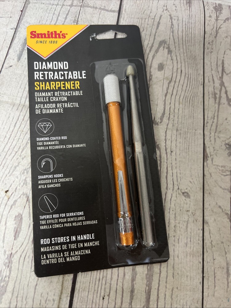 SMITH'S DRET Diamond Retractable Pocket Knife Sharpener Rod Serrated