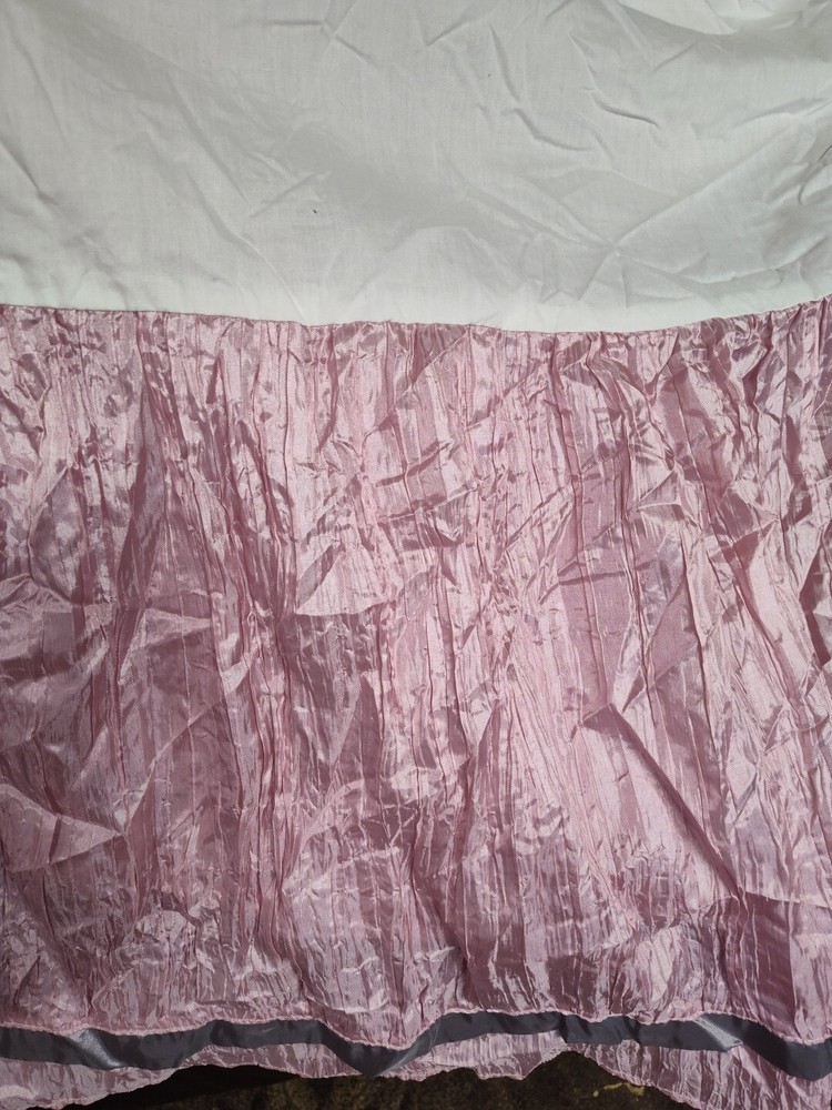 The Peanutshell Pink with Gray stripe Crib DUST RUFFLE