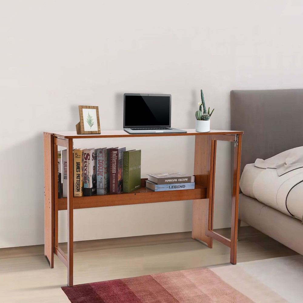 Foldable Bamboo Desk – Space-Saving Home Office Writing Workstation