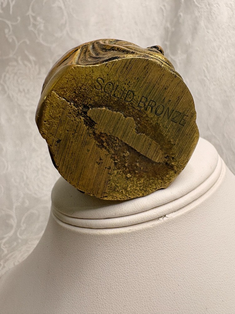 Vintage Solid Bronze Metal MatchHolder ~ Dual Sided Face